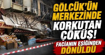 GÖLCÜK’ÜN MERKEZİNDE KORKUTAN ÇÖKÜŞ! FACİANIN EŞİĞİNDEN DÖNÜLDÜ