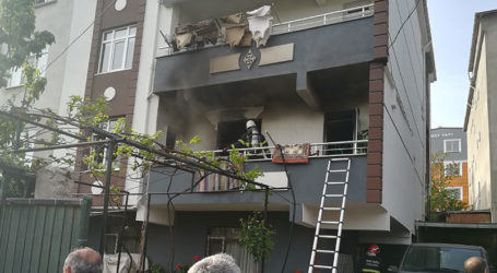 4 katlı binada yangın’da 2 kişi hastanelik oldu