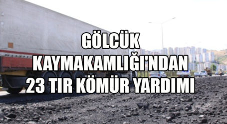 GÖLCÜK KAYMAKAMLIĞI’NDAN 23 TIR KÖMÜR YARDIMI