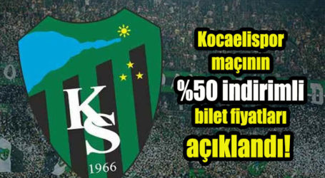 Kocaelispor maçının %50 indirimli bilet fiyatları açıklandı!