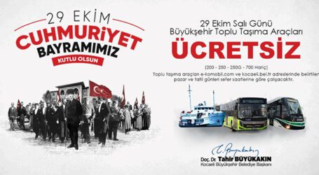 Büyükşehir’den 29 Ekim’de ücretsiz ulaşım