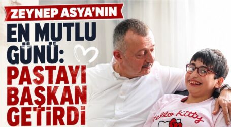 Zeynep, çok mutlu oldu  Doğum günü pastasını Başkan Büyükakın getirdi